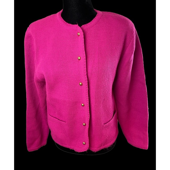 Crystal Sportswear LTD Sweaters - Vintage Crystal Sportswear Fuchsia Button Down Cardigan